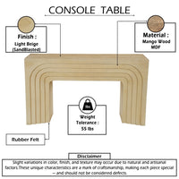 Kesna Console Sofa Table, 53 Inch Sculpted Arch, Light Beige Mango Wood - UPT-336134