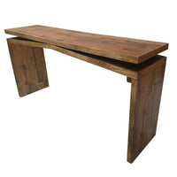 Keri Console Table, 60 inch Solid Mango Wood Slab Top, Handcrafted Rustic Natural Brown, Organic Design - UPT-336135