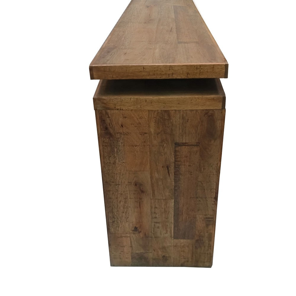 Keri Console Table, 60 inch Solid Mango Wood Slab Top, Handcrafted Rustic Natural Brown, Organic Design - UPT-336135