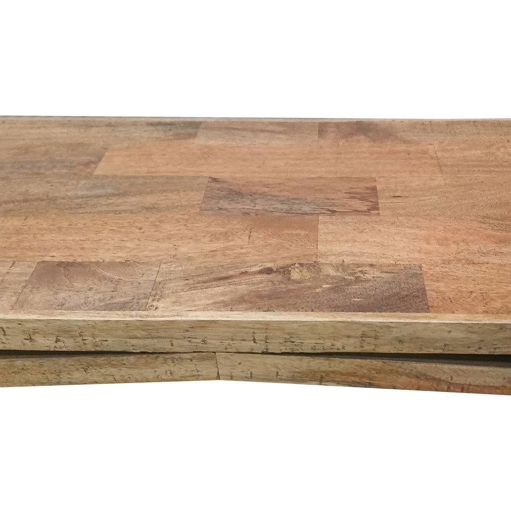 Keri Console Table, 60 inch Solid Mango Wood Slab Top, Handcrafted Rustic Natural Brown, Organic Design - UPT-336135