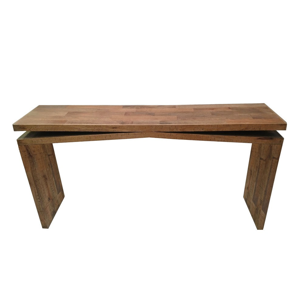 Keri Console Table, 60 inch Solid Mango Wood Slab Top, Handcrafted Rustic Natural Brown, Organic Design - UPT-336135