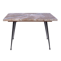 Taro Coffee Table | 24 Inch Square Taupe Brown Real Marble Top | Black Metal Legs - UPT-336138