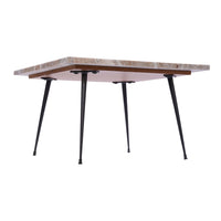 Taro Cocktail Table | 24 Inch Square Taupe Brown Marble Top | Indoor & Outdoor Patio Table | Black Metal Legs - UPT-336138
