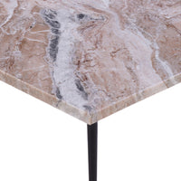 Taro Coffee Table | 24 Inch Square Taupe Brown Real Marble Top | Black Metal Legs - UPT-336138