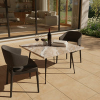 Taro Coffee Table | 24 Inch Square Taupe Brown Real Marble Top | Black Metal Legs - UPT-336138