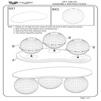 Resh Accent Coffee Table, Curved Natural Travertine Top, Round 3 Balls Wood Base - UPT-336139