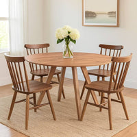 Temi Dining Table | 47" Round Top | Handmade Natural Brown Mango Wood | Angled Four Legged Base - UPT-336458