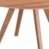 Temi Dining Table | 47" Round Top | Handmade Natural Brown Mango Wood | Angled Four Legged Base - UPT-336458