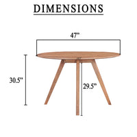 Temi Dining Table | 47" Round Top | Handmade Natural Brown Mango Wood | Angled Four Legged Base - UPT-336458
