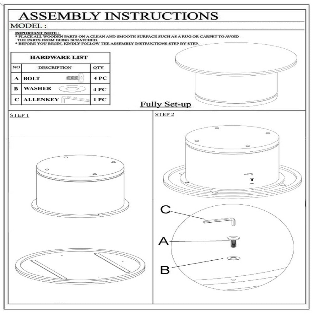 Bela Coffee Table | 47 Inch Round Top | Handcrafted Beige Mango Wood Pedestal Base - UPT-336459