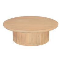 Bela Coffee Table | 47 Inch Round Top | Handcrafted Beige Mango Wood Pedestal Base - UPT-336459