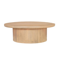 Bela Coffee Table | 47 Inch Round Top | Handcrafted Beige Mango Wood Pedestal Base - UPT-336459