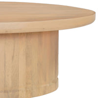 Bela Coffee Table | 47 Inch Round Top | Handcrafted Beige Mango Wood Pedestal Base - UPT-336459