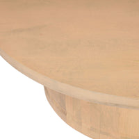 Bela Coffee Table | 47 Inch Round Top | Handcrafted Beige Mango Wood Pedestal Base - UPT-336459