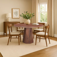 Koi Dining Table | 42" Round Top | Handmade Ambre Brown Mango Wood | Octagonal Pedestal Base - UPT-336460
