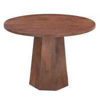 Koi Dining Table | 42" Round Top | Handmade Ambre Brown Mango Wood | Octagonal Pedestal Base - UPT-336460