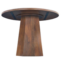 Koi Dining Table | 42" Round Top | Handmade Ambre Brown Mango Wood | Octagonal Pedestal Base - UPT-336460