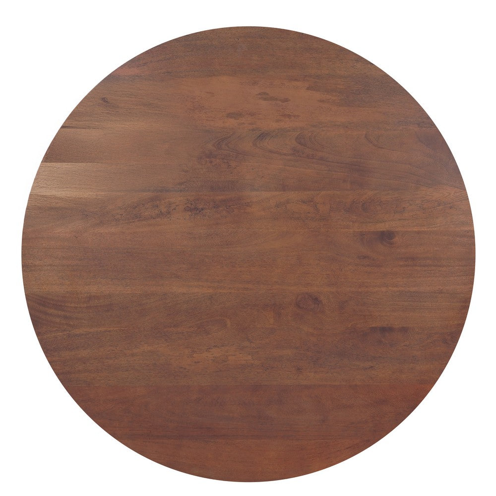 Koi Dining Table | 42" Round Top | Handmade Ambre Brown Mango Wood | Octagonal Pedestal Base - UPT-336460