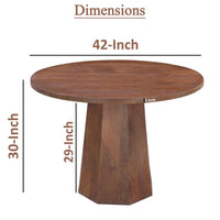 Koi Dining Table | 42" Round Top | Handmade Ambre Brown Mango Wood | Octagonal Pedestal Base - UPT-336460