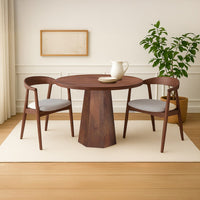 Koi Dining Table | 42" Round Top | Handmade Ambre Brown Mango Wood | Octagonal Pedestal Base - UPT-336460