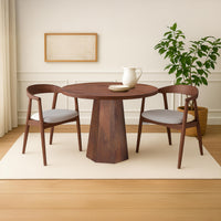 Koi Dining Table | 42" Round Top | Handmade Ambre Brown Mango Wood | Octagonal Pedestal Base - UPT-336460