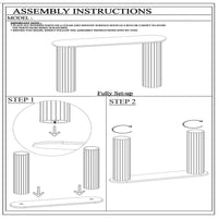 Cleo 54 Inch Sofa Console Table, Rounded Corners, Ribbed Pillar Legs, Golden Oak Brown Mango Wood - UPT-336461