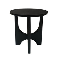 Sara Round Side End Table, 20 Inch Solid Mango Wood Top in Matte Black with Curved legs UPT-337248
