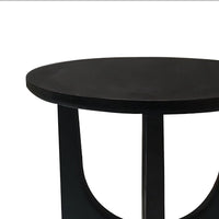 Sara Round Side End Table, 20 Inch Solid Mango Wood Top in Matte Black with Curved legs UPT-337248