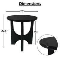 Sara Round Side End Table, 20 Inch Solid Mango Wood Top in Matte Black with Curved legs UPT-337248