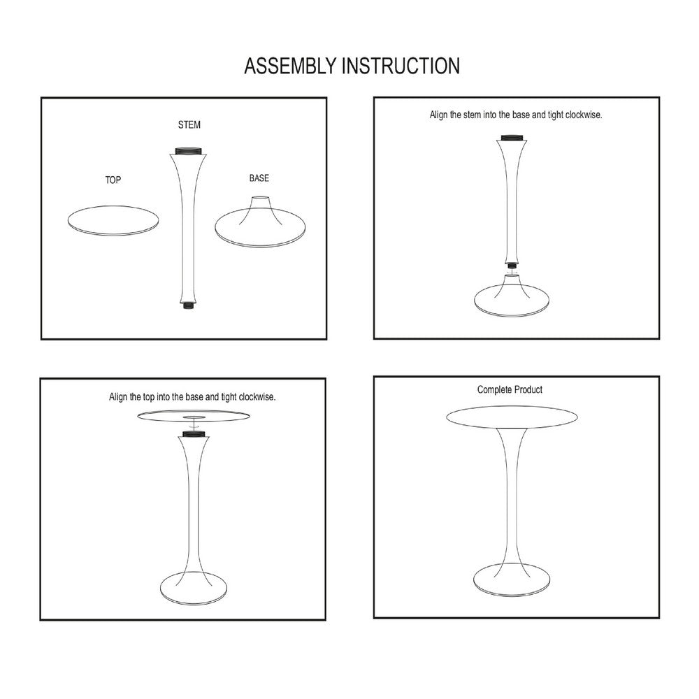 Mara Dining Table | 30 Inch Round White Genuine Marble Top | Black Metal Tulip Pedestal Base - UPT-337269