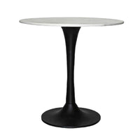 Mara Dining Table | 30 Inch Round White Genuine Marble Top | Black Metal Tulip Pedestal Base - UPT-337269