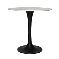 Mara Dining Table | 30 Inch Round White Genuine Marble Top | Black Metal Tulip Pedestal Base - UPT-337269