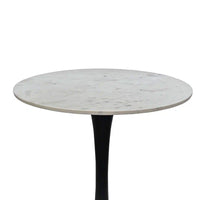 Mara Dining Table | 30 Inch Round White Genuine Marble Top | Black Metal Tulip Pedestal Base - UPT-337269