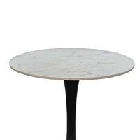 Mara Dining Table | 30 Inch Round White Genuine Marble Top | Black Metal Tulip Pedestal Base - UPT-337269