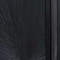 Cava 3 Panel Folding Room Divider Screen, Sunburst Design, Black Mango Wood, 60x72 Inch - UPT-339547