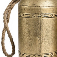 Pima 3 Piece Cowbell Set, Etched Antique Gold Iron with Jute Rope, Organic Decor - UPT-350388