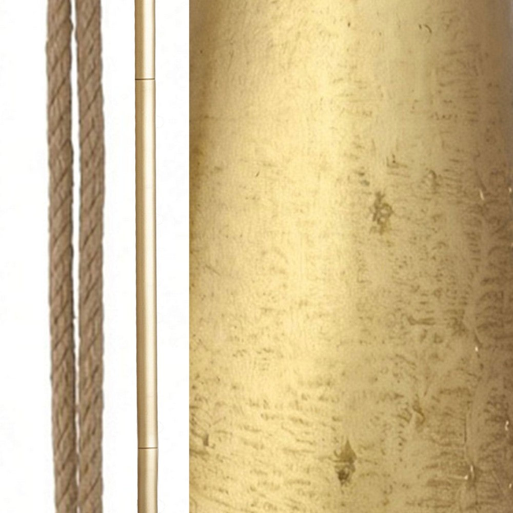 Poma Hanging Bell Wall Decor Set with 12 Bells, Antique Gold Iron, Jute Rope, 48 Inch - UPT-350391