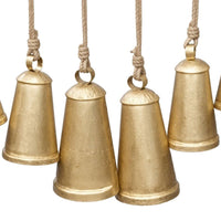 Poma Hanging Bell Wall Decor Set with 12 Bells, Antique Gold Iron, Jute Rope, 48 Inch - UPT-350391
