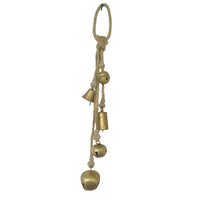 Soma 5 Assorted Shape Bells on Jute Rope, Antique Gold Finish, 23 Inch - UPT-350394