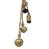 Soma 5 Assorted Shape Bells on Jute Rope, Antique Gold Finish, 23 Inch - UPT-350394