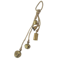 Soma 5 Assorted Shape Bells on Jute Rope, Antique Gold Finish, 23 Inch - UPT-350394