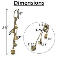 Soma 5 Assorted Shape Bells on Jute Rope, Antique Gold Finish, 23 Inch - UPT-350394