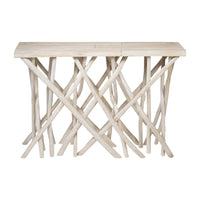 Kyra 47 Inch Sofa Console Table, Solid Teakwood Branch Legs, Whitewash Finish - UPT-350397