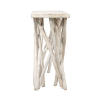 Kyra 47 Inch Sofa Console Table, Solid Teakwood Branch Legs, Whitewash Finish - UPT-350397