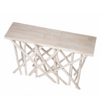 Kyra 47 Inch Sofa Console Table, Solid Teakwood Branch Legs, Whitewash Finish - UPT-350397