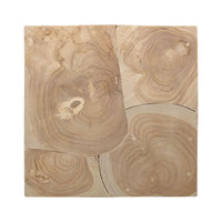 Sira Mosaic Side End Table, Hand Oiled Natural Brown Finish, 20 Inch Solid Teak Wood Slice Cube - UPT-350400