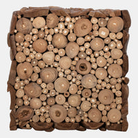 Zisa Teak Root Side End Table, Rustic Natural Brown Wood Bunching Cube, 17 Inch - UPT-350401