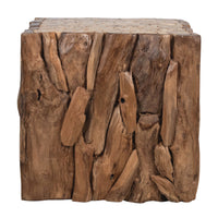 Zisa Teak Root Side End Table, Rustic Natural Brown Wood Bunching Cube, 17 Inch - UPT-350401