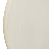Jesina 44 Inch Round Coffee Table, Antique White Mango Wood, Stacked Beaded Legs - UPT-350765