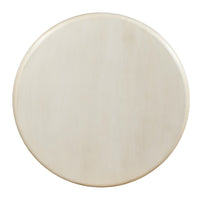 Jesina 44 Inch Round Coffee Table, Antique White Mango Wood, Stacked Beaded Legs - UPT-350765
